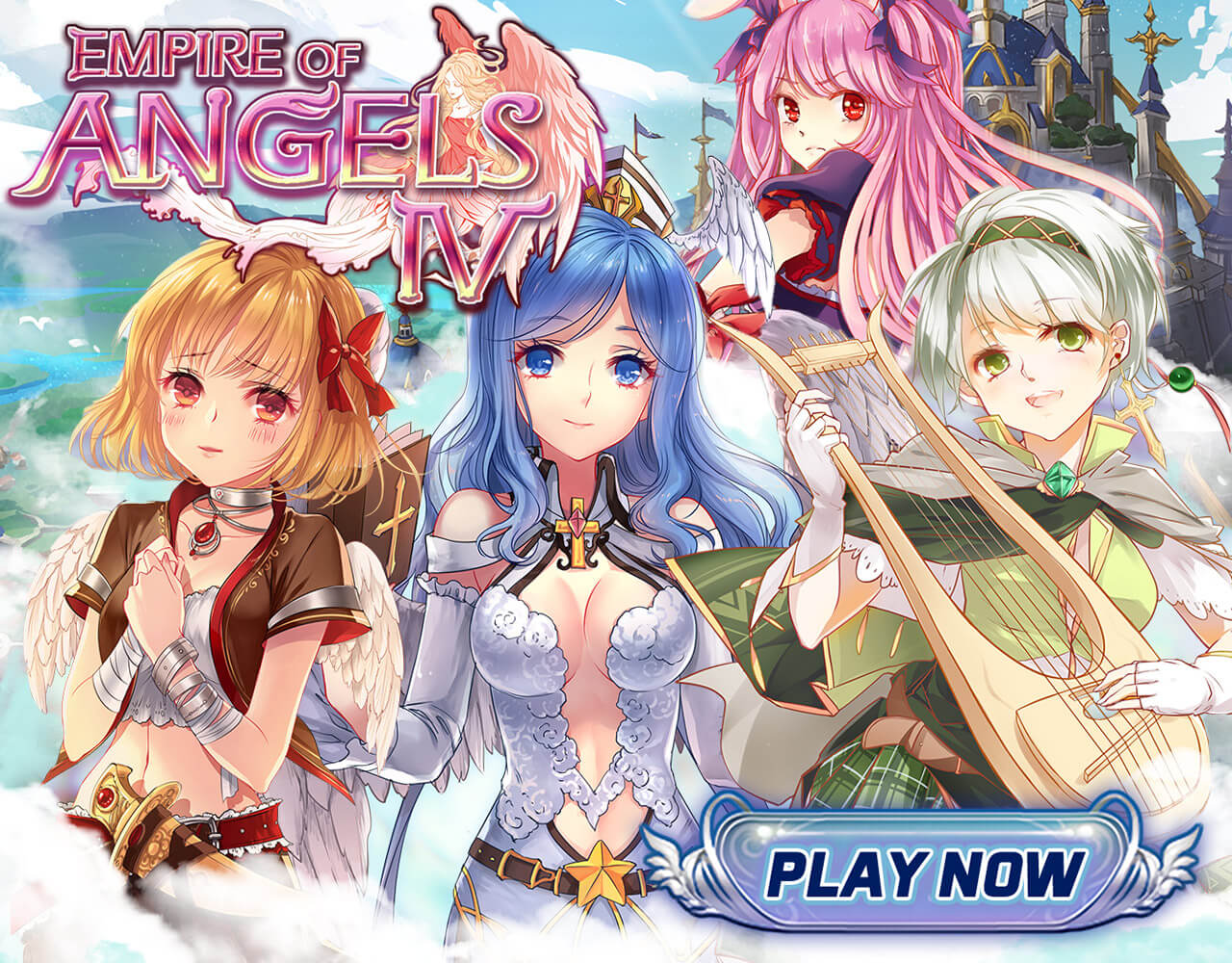 Empire of Angels IV banner showing some the characters