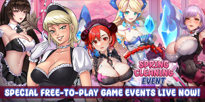 Image showing some of the girls in the free to play games doing events during the spring cleaning event