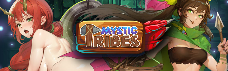 Banner Mystic Tribe con título y personajes