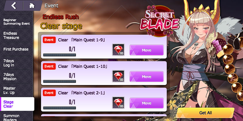 Image showing some of the rewards players can unlock buy completing missions and challenges in Secret Blade