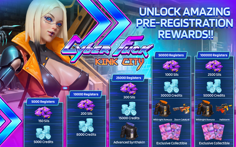 Image showing the various in-game rewards for pre-registering Cyber Fuck