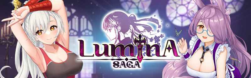 带有标题和人物的 Lumina Saga 横幅